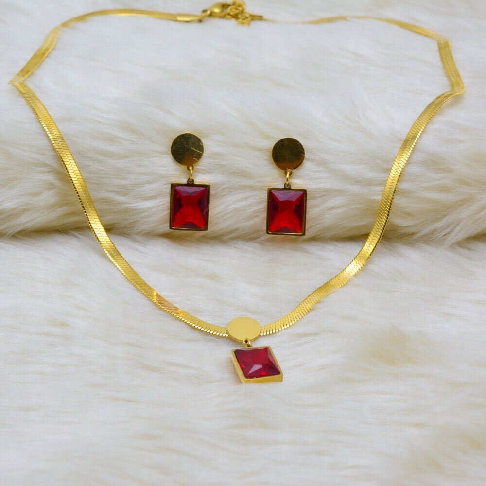 طقم بعقد بشكل افعى واقراط من الفولاذ المقاوم للصدأ العالي الجودة بضمان 8 سنوات Acier Inoxydable - الصورة 2