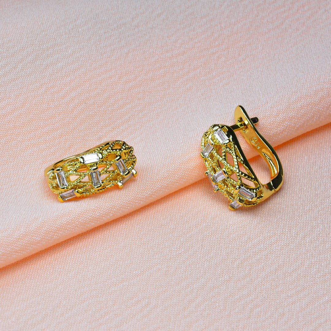 Parure Plaqué Or Chbika طقم الشبيكة احجار بيضاء شبيه الذهب 21 قيراط - الصورة 3